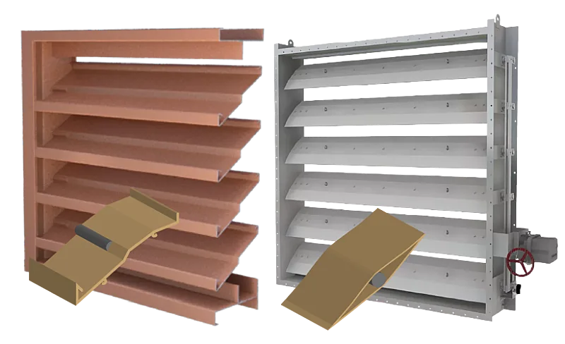 An adjustable louver and a control damper