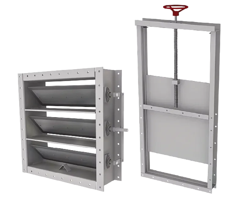 An isolation damper and a guillotine damper