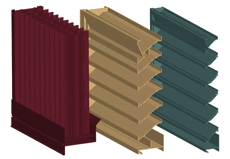 Illustration of three louvers, each designed for a different purpose