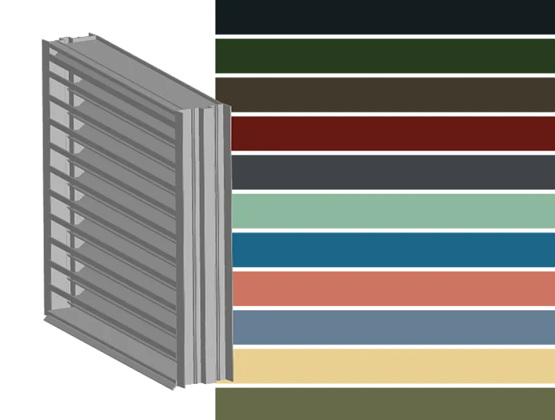 Illustration of a louver with several color options shown