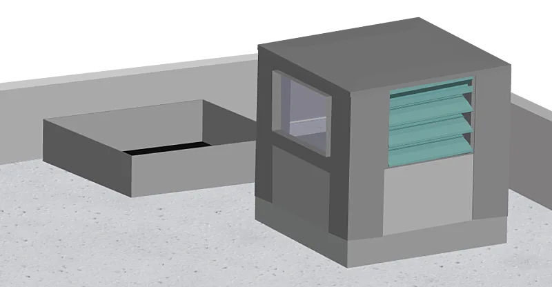 Illustration of a penthouse louver on a ventilation point