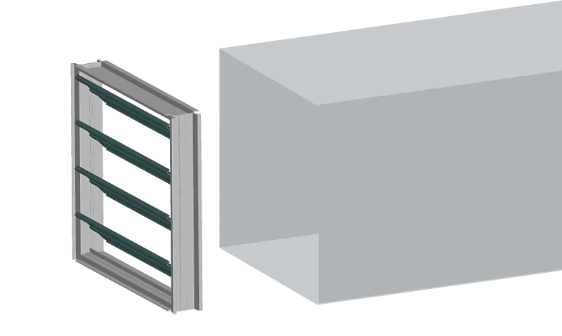 Illustration of a damper being installed on-face