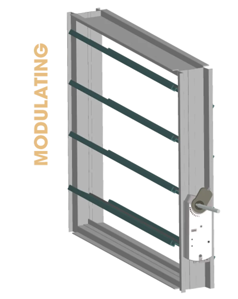 Illustration of a damper with a modulating electric actuator