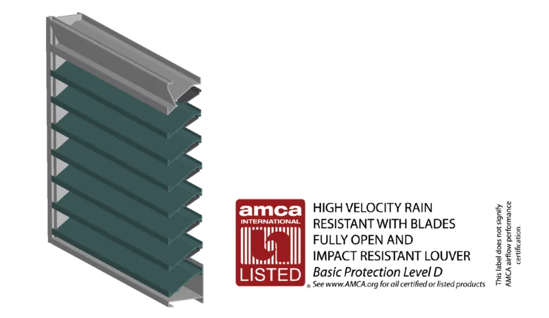Combination louver with an AMCA 540-550 listing label